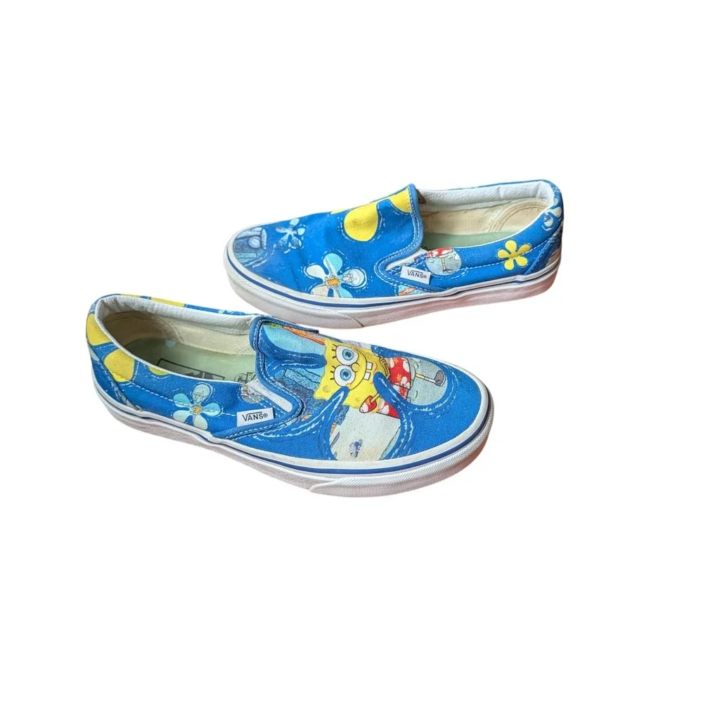 Vans x SpongeBob SquarePants Alohabob Slip-On Blue Character Print Sneakers Sz 8